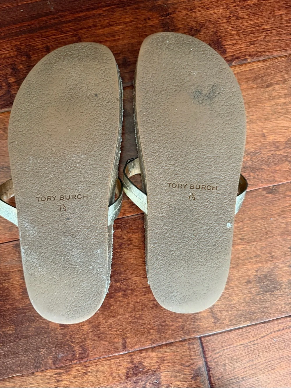 Tory Burch Gold Logo Thong Sandals 7.5